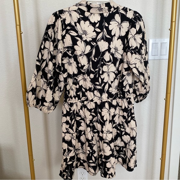 Zara Printed Dark Floral Mini Dress - Picture 3 of 6